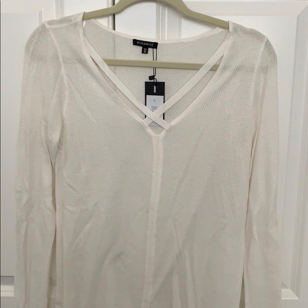 NEW Dynamite Sweater White w/ Strap Detail Small